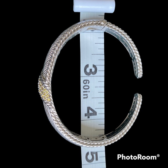 Judith Ripka Sterling Silver Hinged Bracelet with yellow sapphire - Picture 2 of 7
